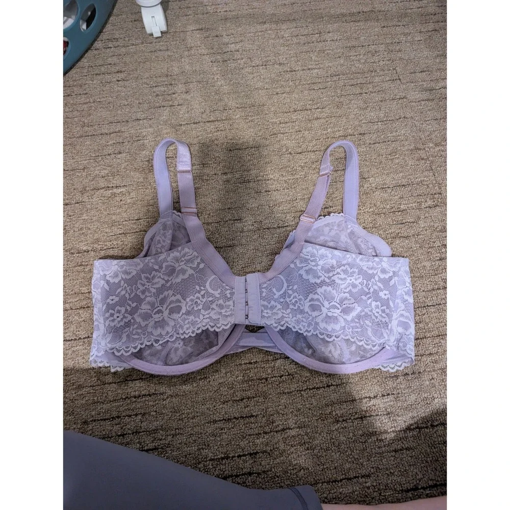 Savage X Fenty Lace Underwire Bra Womens 40H Purple Pink Floral 2 Pack